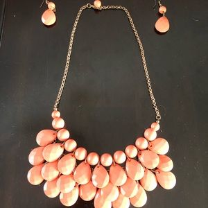 Coral necklace and earrings